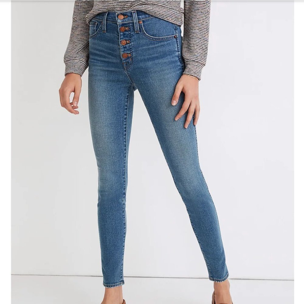Madewell 10" High-Rise Skinny Jeans Button-Front 25 Petite Pockets